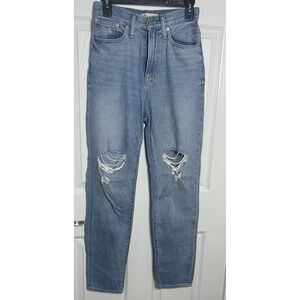 Madewell The Mom Jean Womens 24 High Rise Distressed Light Wash Straight